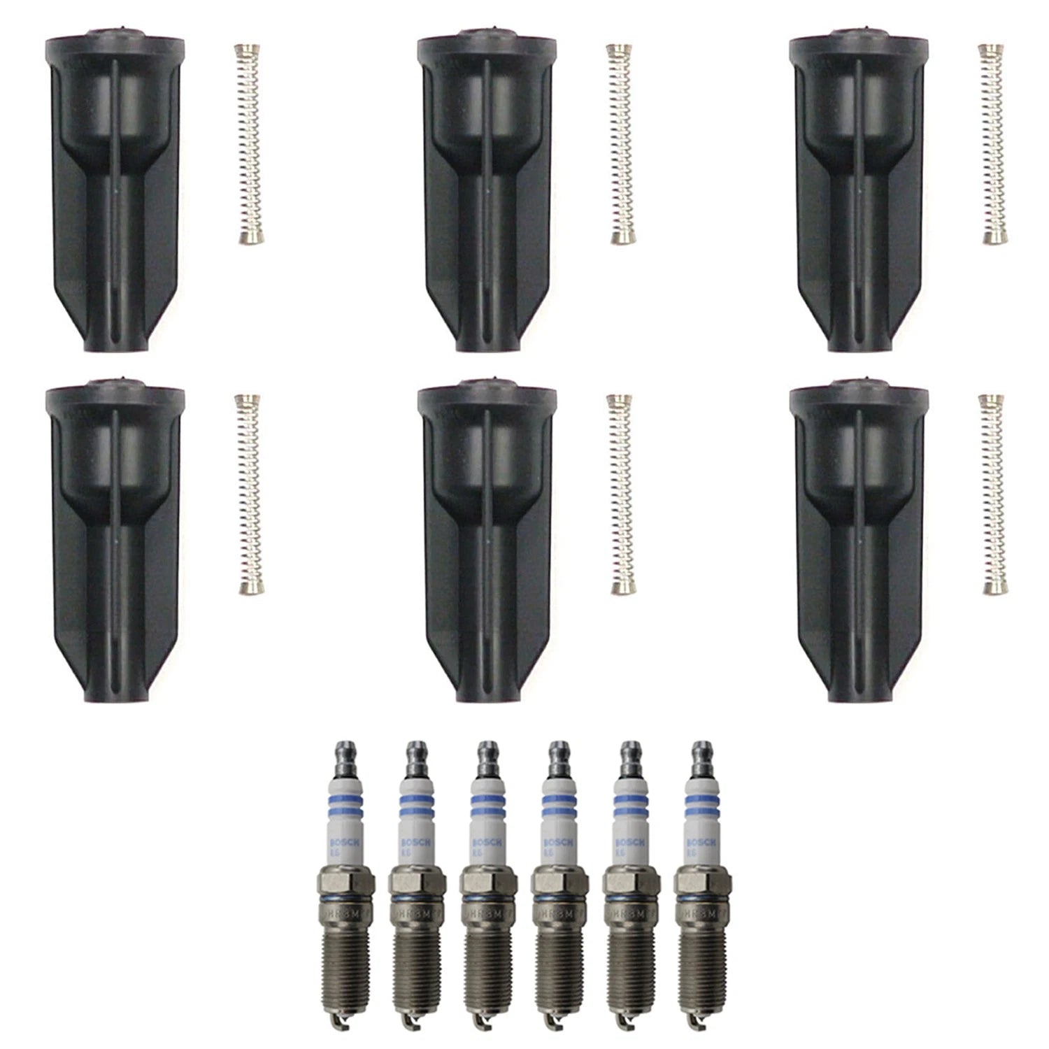 Set of 6 Double Platinum Spark Plugs & Ignition Coil Boot Kit for GMC Envoy (2002–2009)
