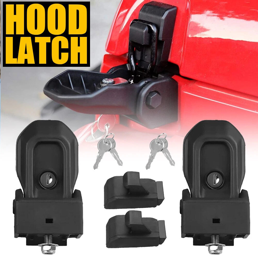 Hood Latch Lock Kit for Jeep Wrangler JL, Gladiator JT (2018–2024) - Key V