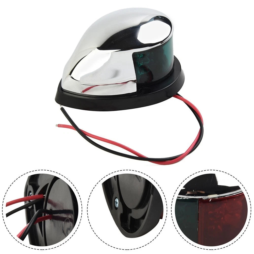LED Navigation Sailing Light for Marine Boat (Red/Green, Chrome Housing)