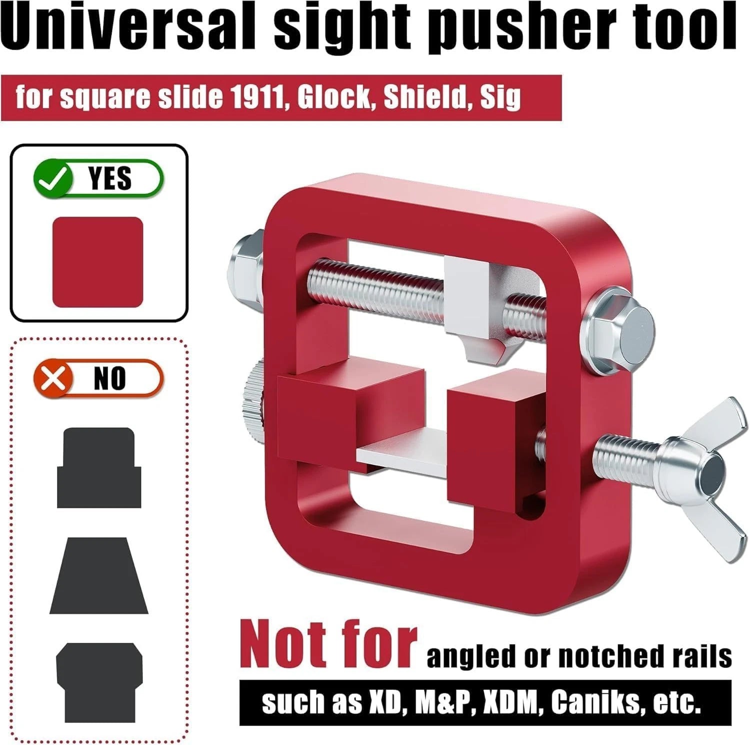 CNC Machined Aluminum Sight Pusher Tool for Universal Handguns