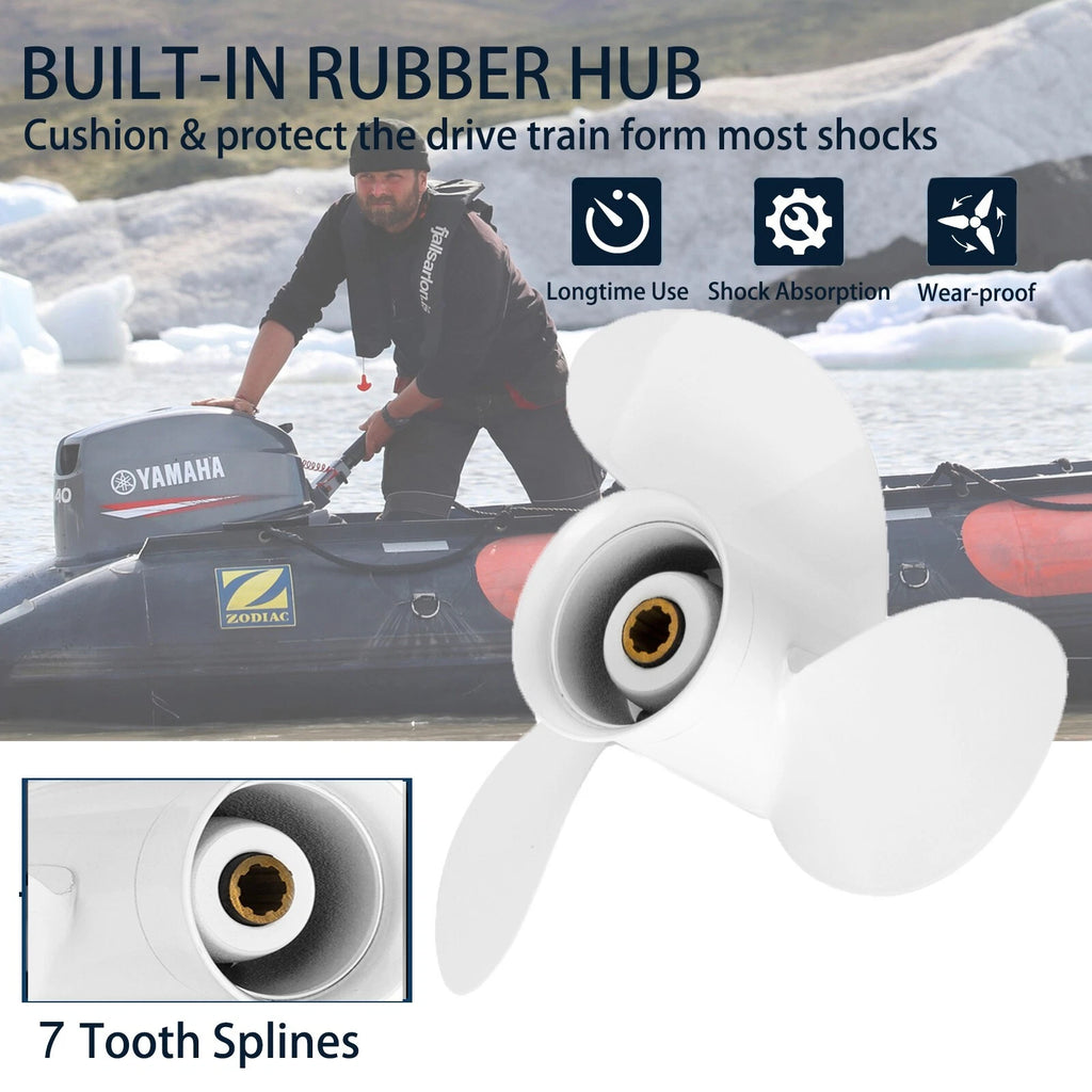 8.5 x 7.5 Aluminum Boat Prop for Yamaha Outboard 6-9.9HP (7 Spline, RH)