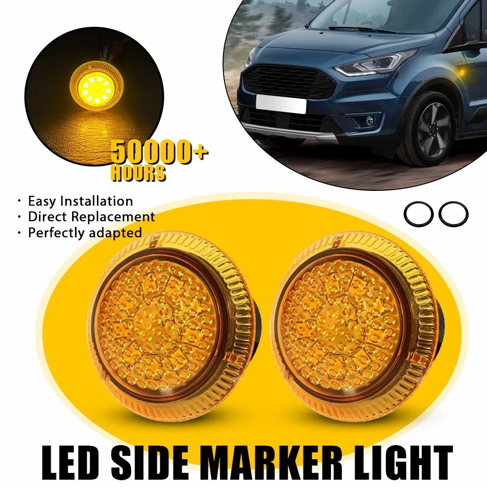 2X LED Side Fender Turn Signal Lights for Ford Transit Connect (2010–2021)