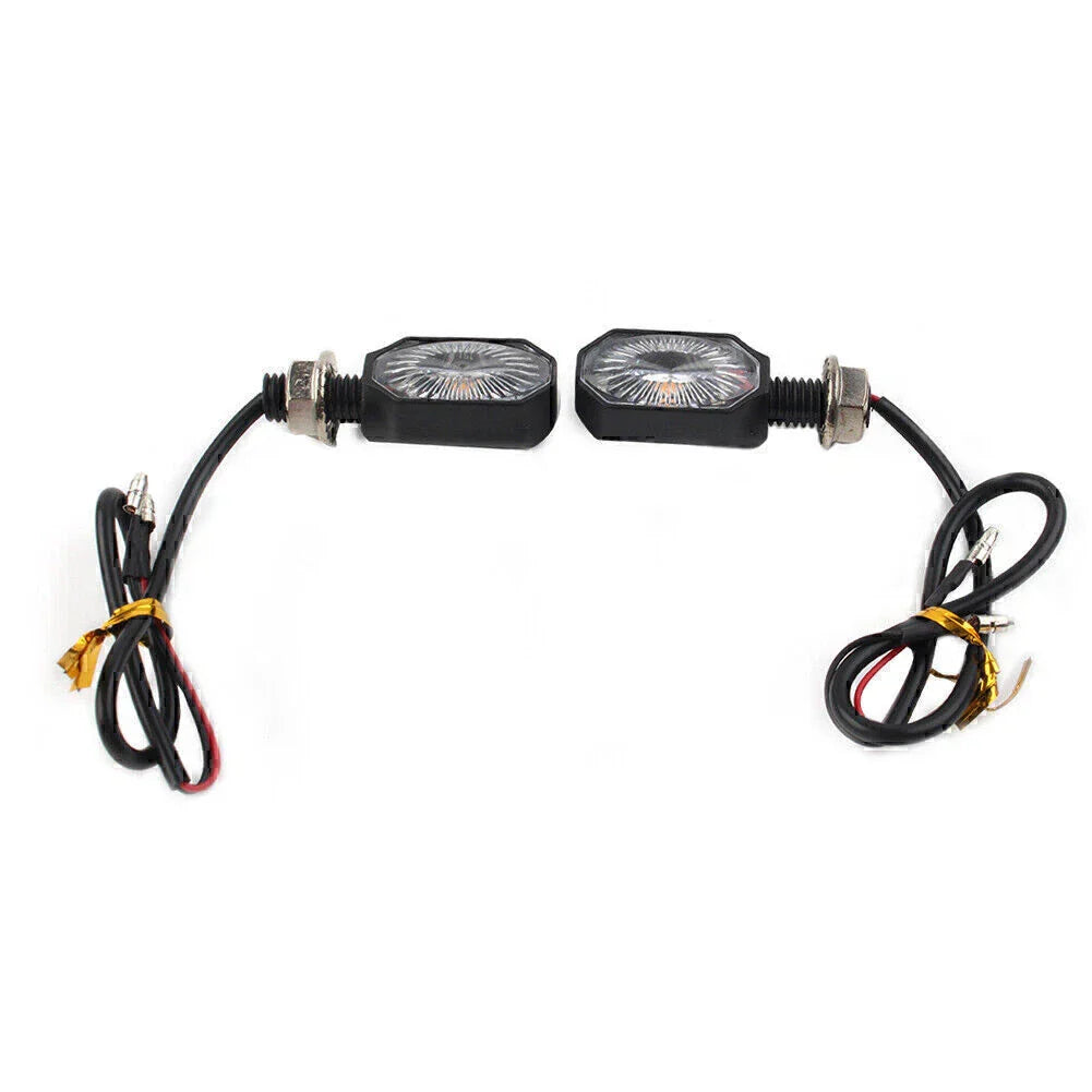 Mini 12V LED Turn Signal Blinker Lights for Motorcycle - Amber