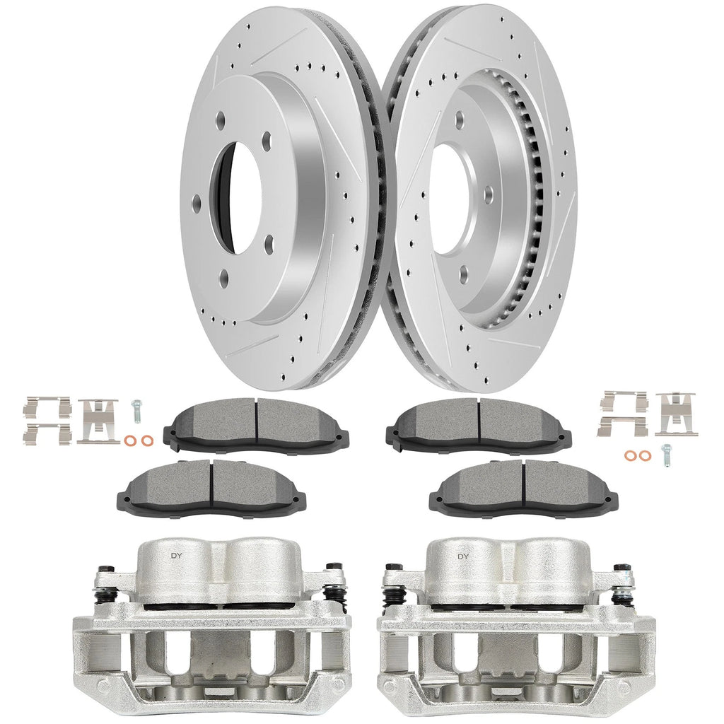 Set of 8 Brake Calipers, Rotors & Pads for Ford F-150 4WD (1997–2003)