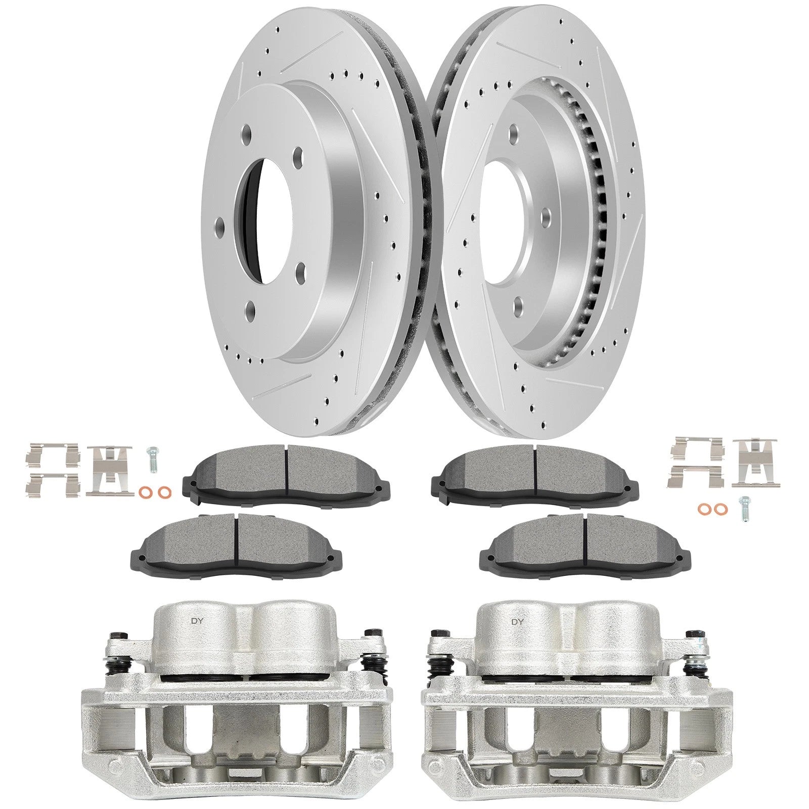 Set of 8 Brake Calipers, Rotors & Pads for Ford F-150 4WD (1997–2003)