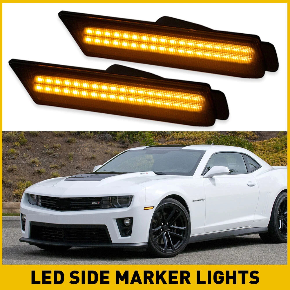 LED Side Marker Lights for Chevy Camaro (2010–2015) Smoked Amber