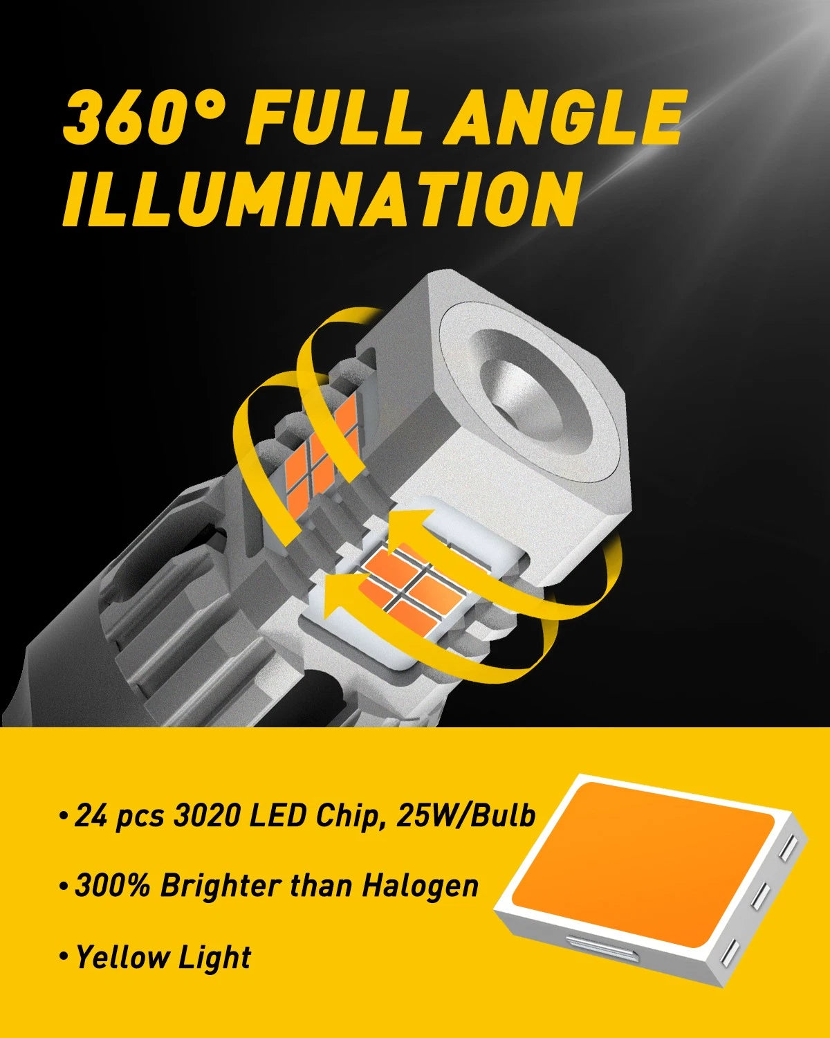 2X Amber LED Bulbs for Turn Signal Light (Plug & Play)