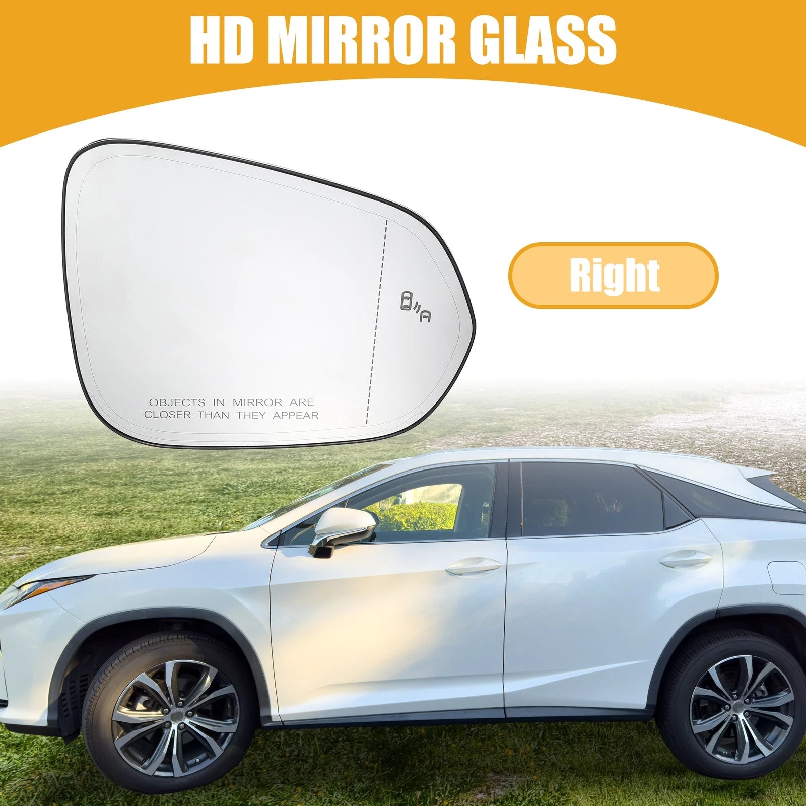 Right Side Rear View Mirror Glass No. 87931-0E250 for Lexus RX350 (2016–2022)