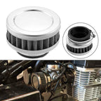 58-60mm Air Filter Cleaner Round Tapered for Motorcycle Silver Tone
