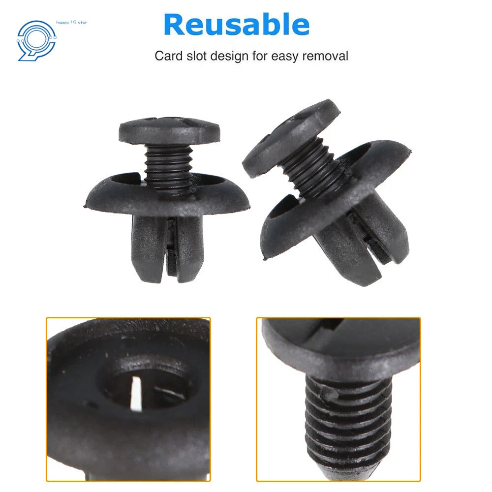 100 Pieces 8mm Bumper Fender Clips for Honda Acura