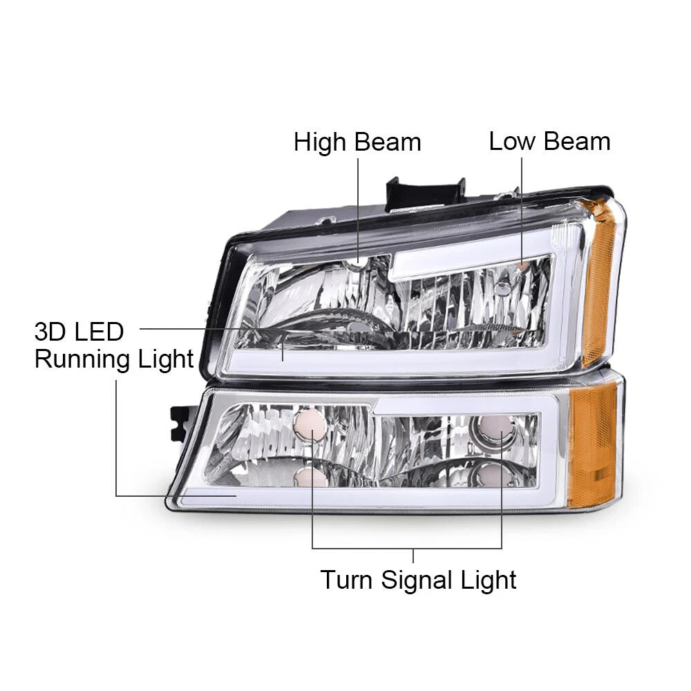LED DRL Headlights and Signal Bumper Lamps for Chevy Silverado (2003–2006)