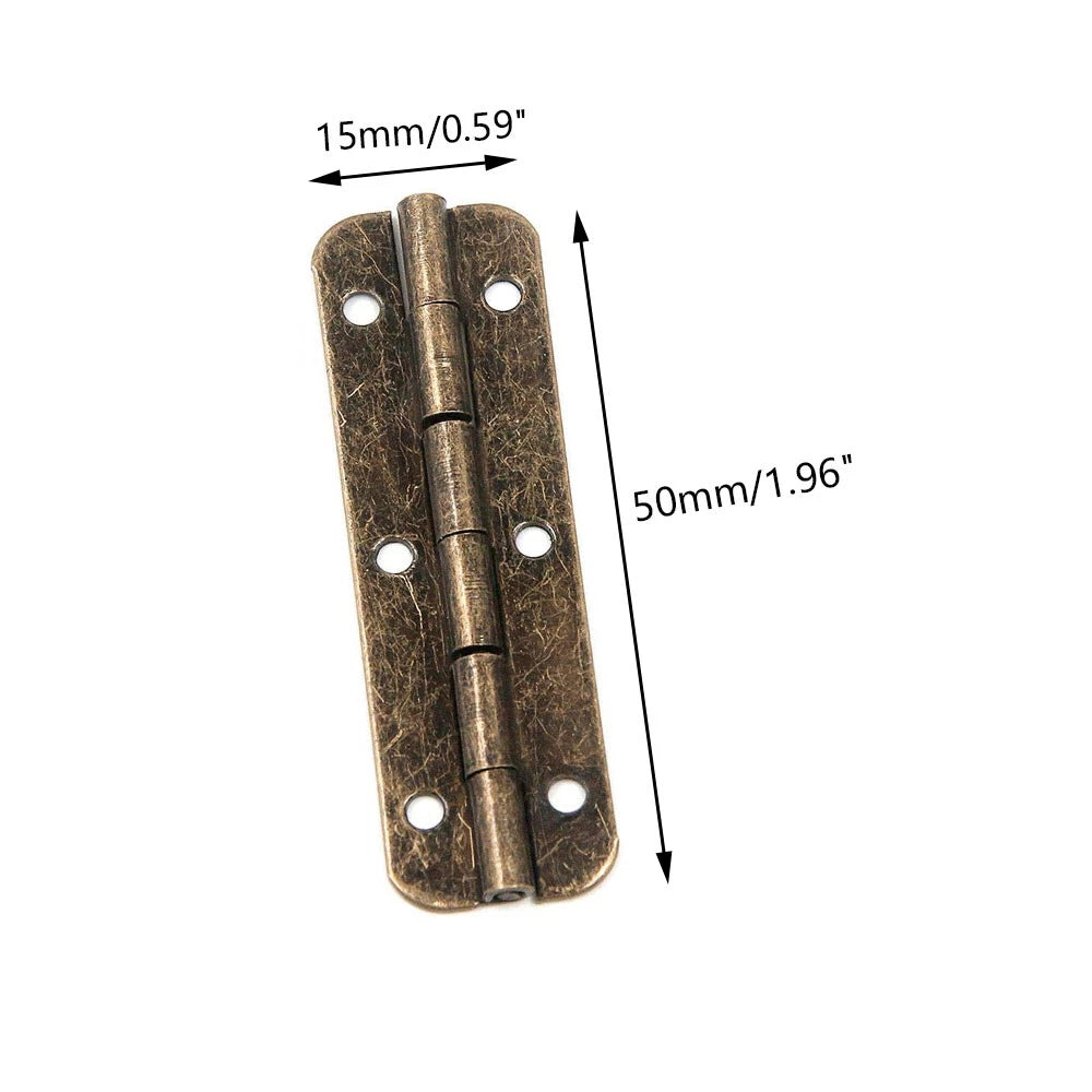 Set of 6 Antique Bronze Decorative Hinges for Wooden Box (50mm x 15mm)