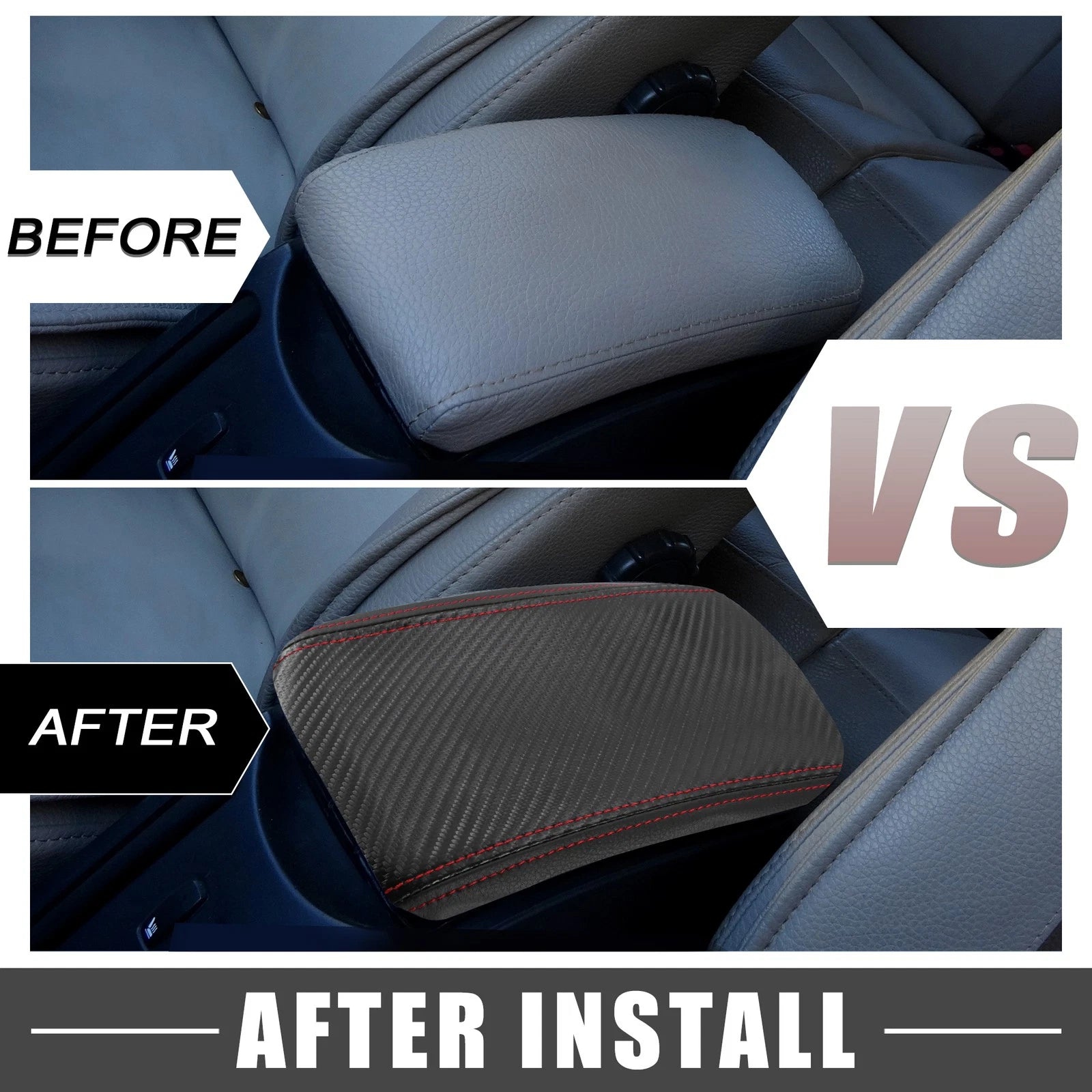 Armrest Seat Box Cover for Toyota Corolla (Carbon Fiber, Black)