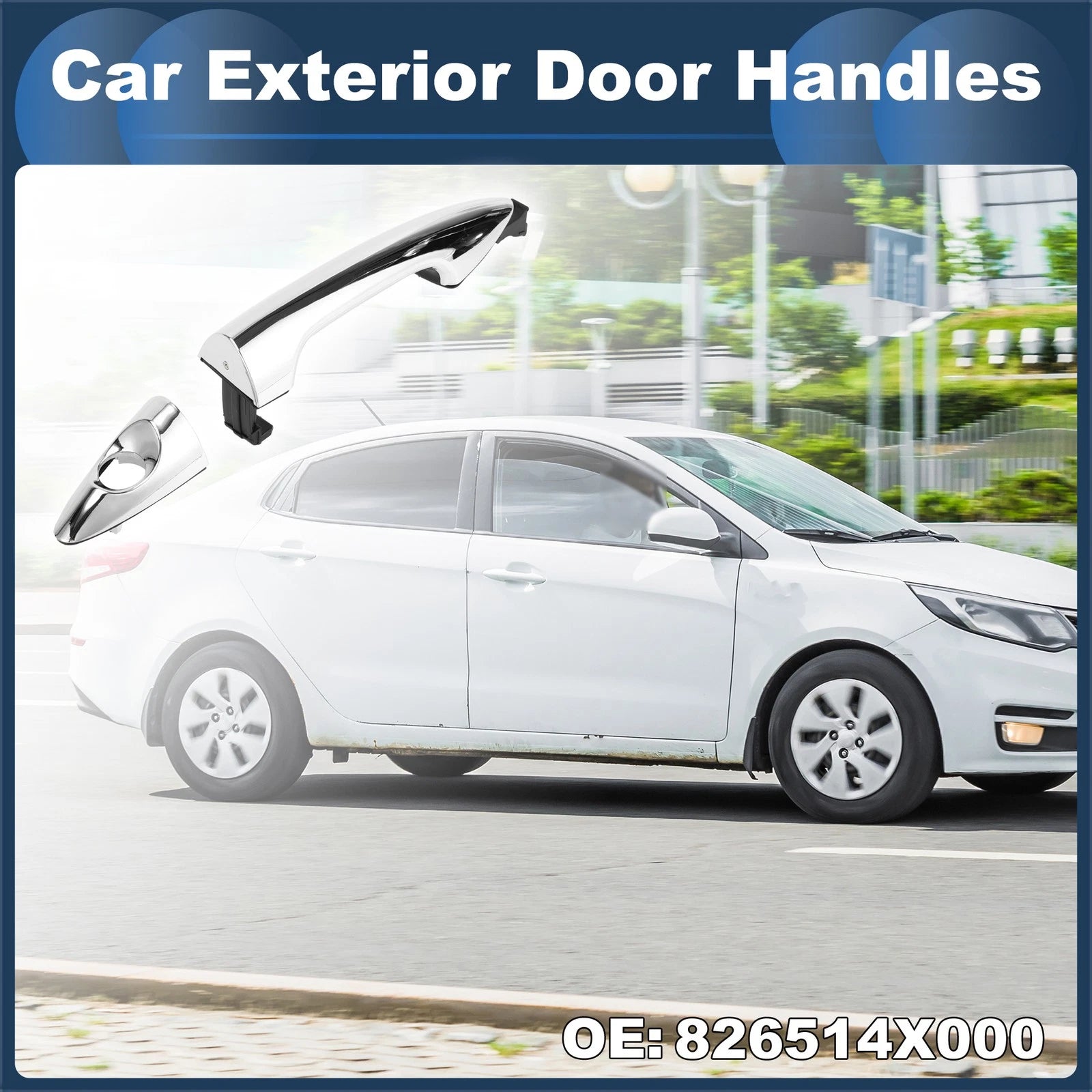 Front Left Door Handle for Kia Rio (2011) - Silver Tone