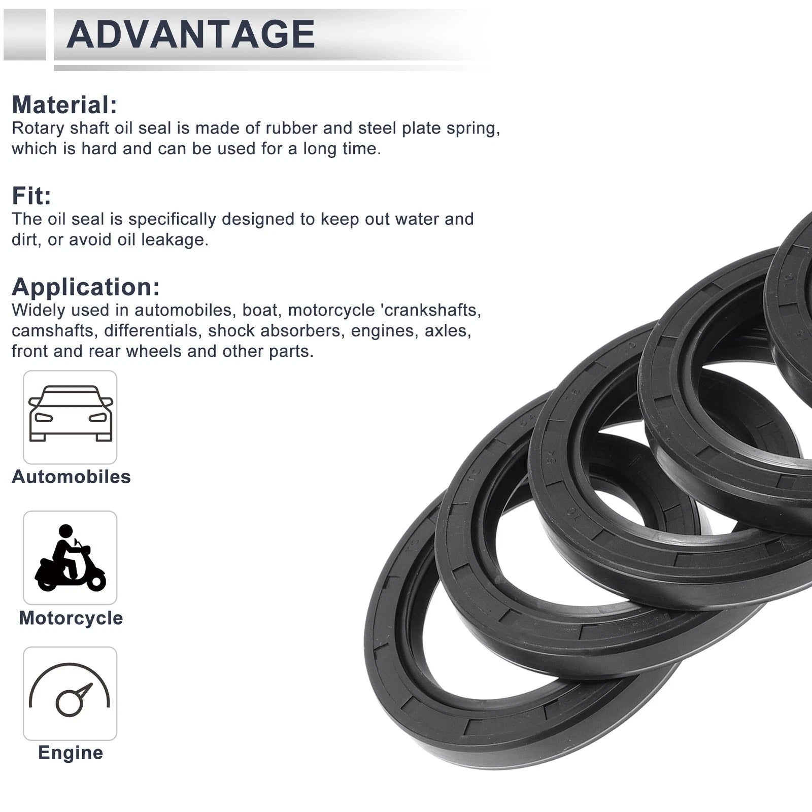 Set of 5 Oil Seal Rotary Shaft Seal for Various Models (54x75x10mm)