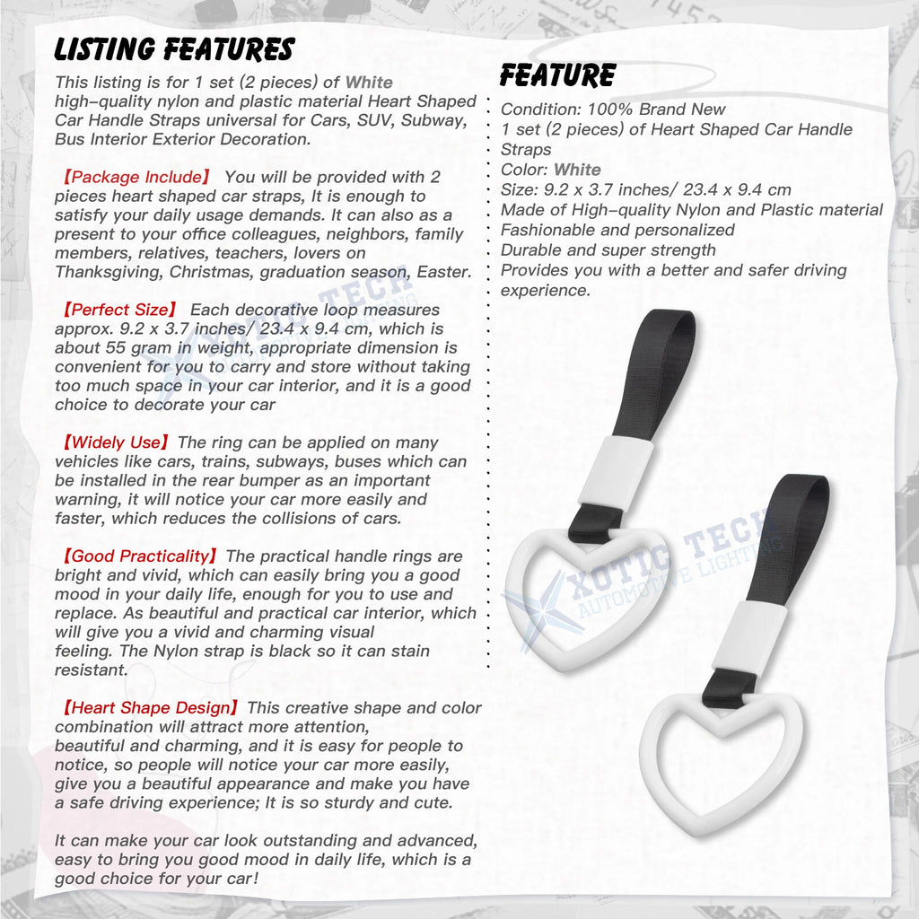 Heart-Shaped Car Handle Straps for Drift Charm Rear Bumper Warning (2-2)