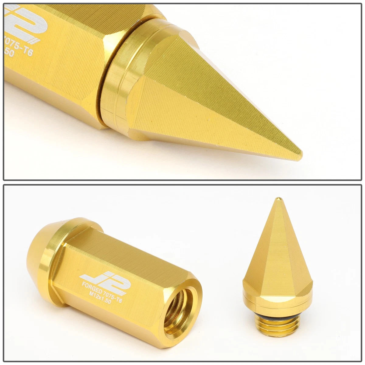20Pcs J2 7075 Forged Aluminum M12x1.5 Spiky Cap Lug Nuts w/Adapter for