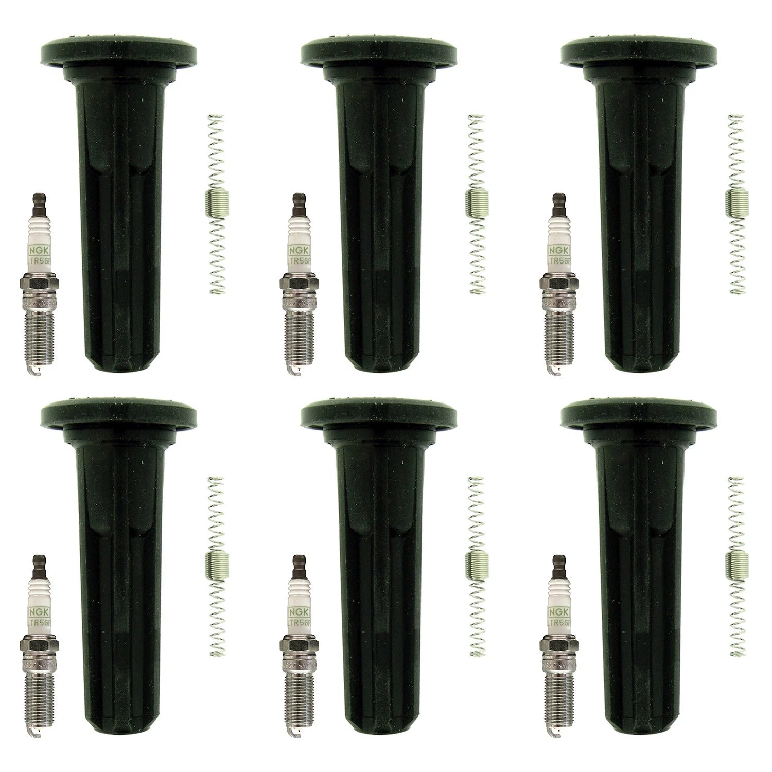 Set of 6 NGK G-Power Platinum Spark Plugs & Coil Boots for Trailblazer Envoy (2002–2009)