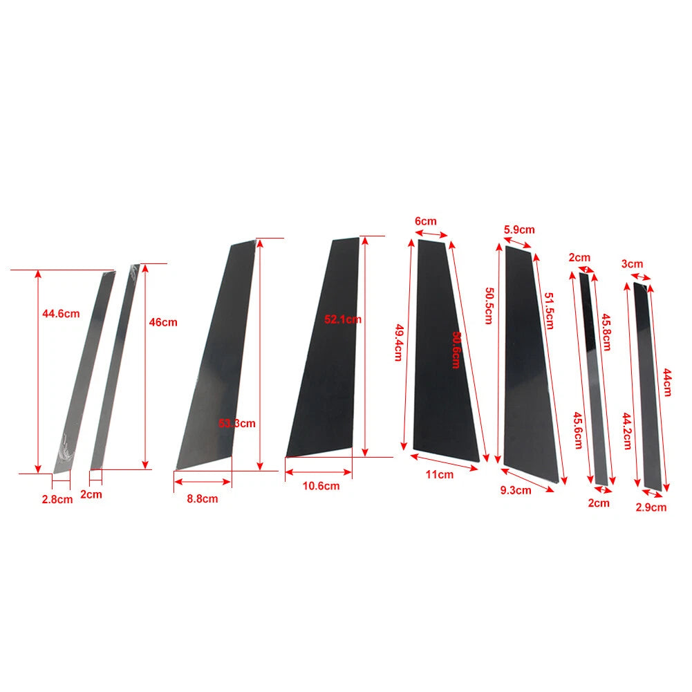 8x Door Window Column B C Pillars Posts Trims Bright Black for BMW X7 (2019–2021)