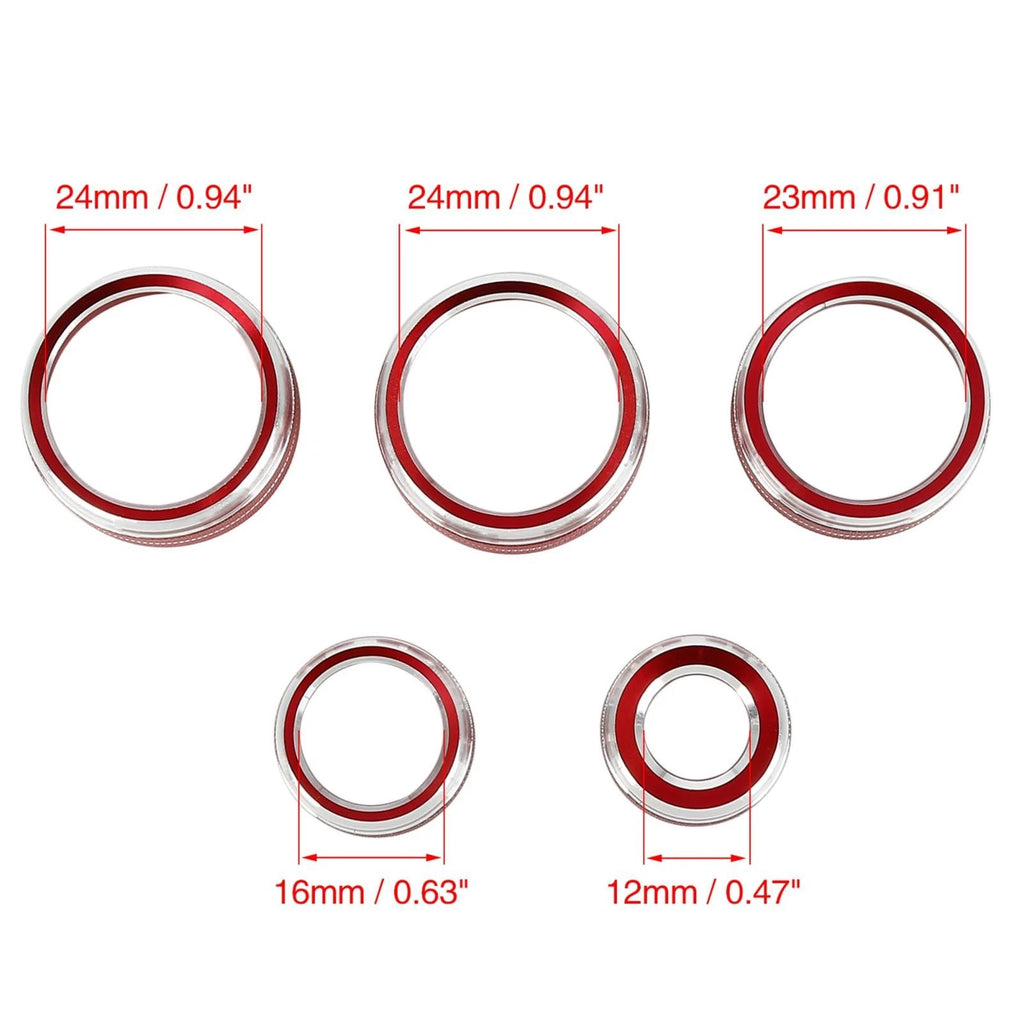 5pcs Red AC Climate Control Knob Trim for Toyota Camry (2018–2020)
