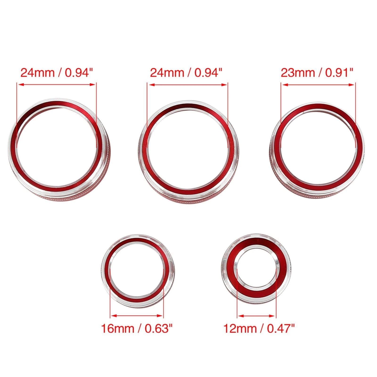 5pcs Red AC Climate Control Knob Trim for Toyota Camry (2018–2020)