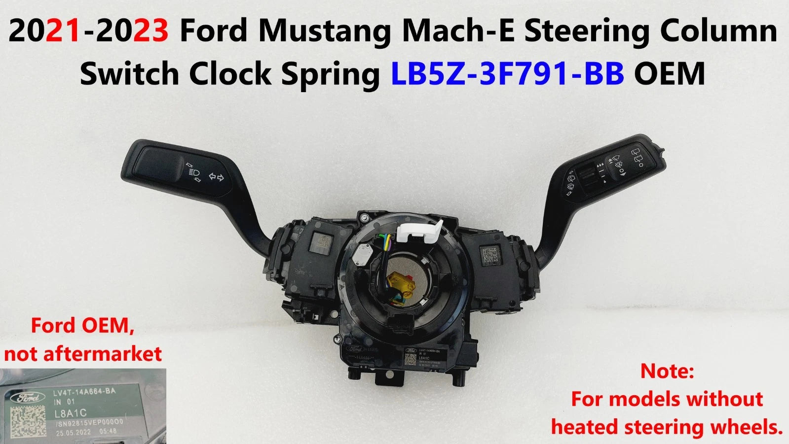 Steering Column Switch Clock Spring for Ford Mustang Mach-E (2021–2023) LB5Z-3F791-BB