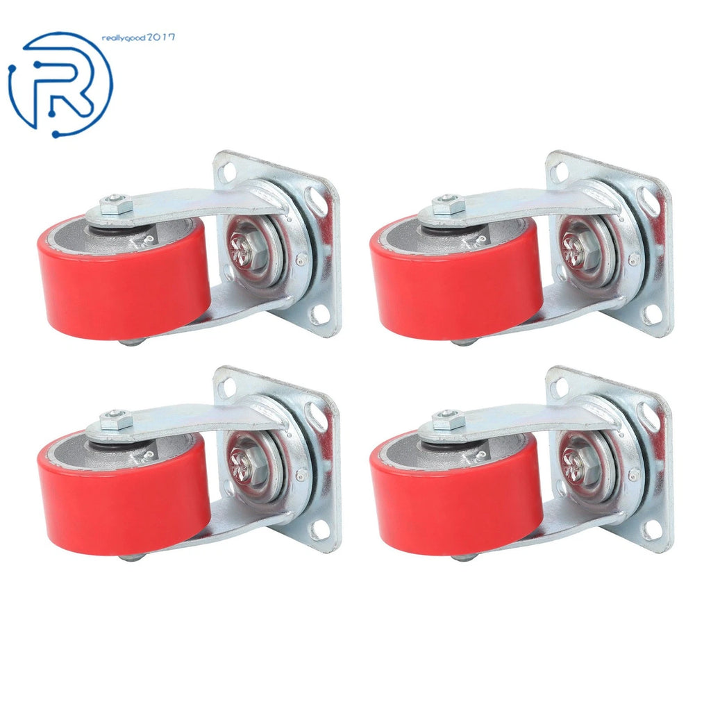 Set of 4 Red 4-Inch Tilt Casters Wheels for Trolley (2800 lbs Capacity)