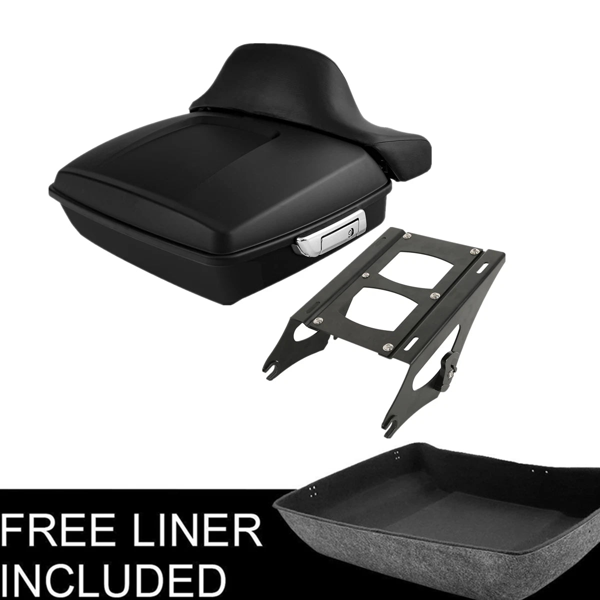 Matte Chopped Trunk Backrest Mount Rack for Harley Touring Electra Glide (2014–2025)