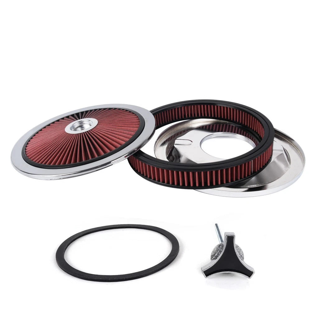 Red Chrome Air Cleaner with Washable Filter for Make Model