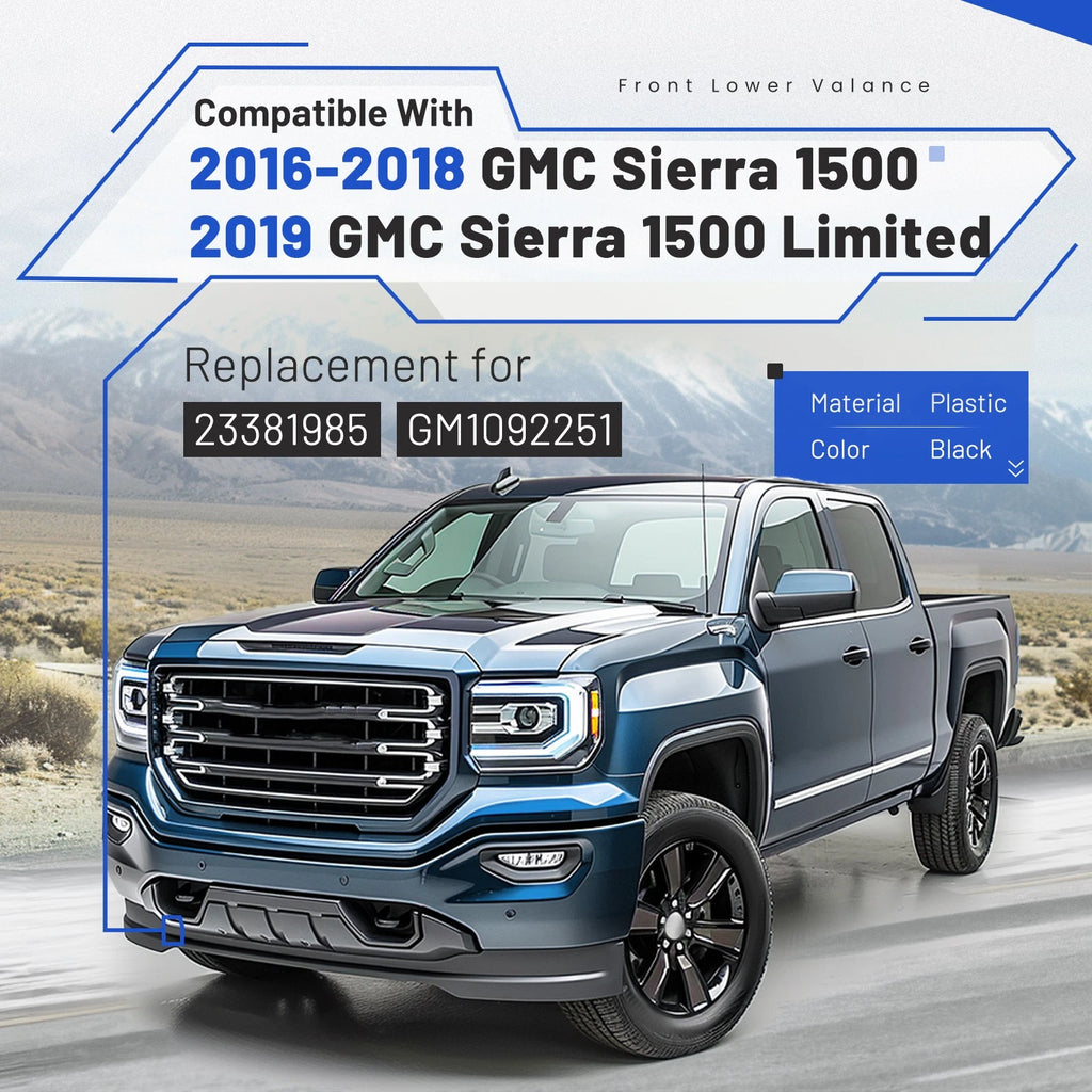 Front Bumper Lower Valance Air Deflector for GMC Sierra 1500 (2016–2019)
