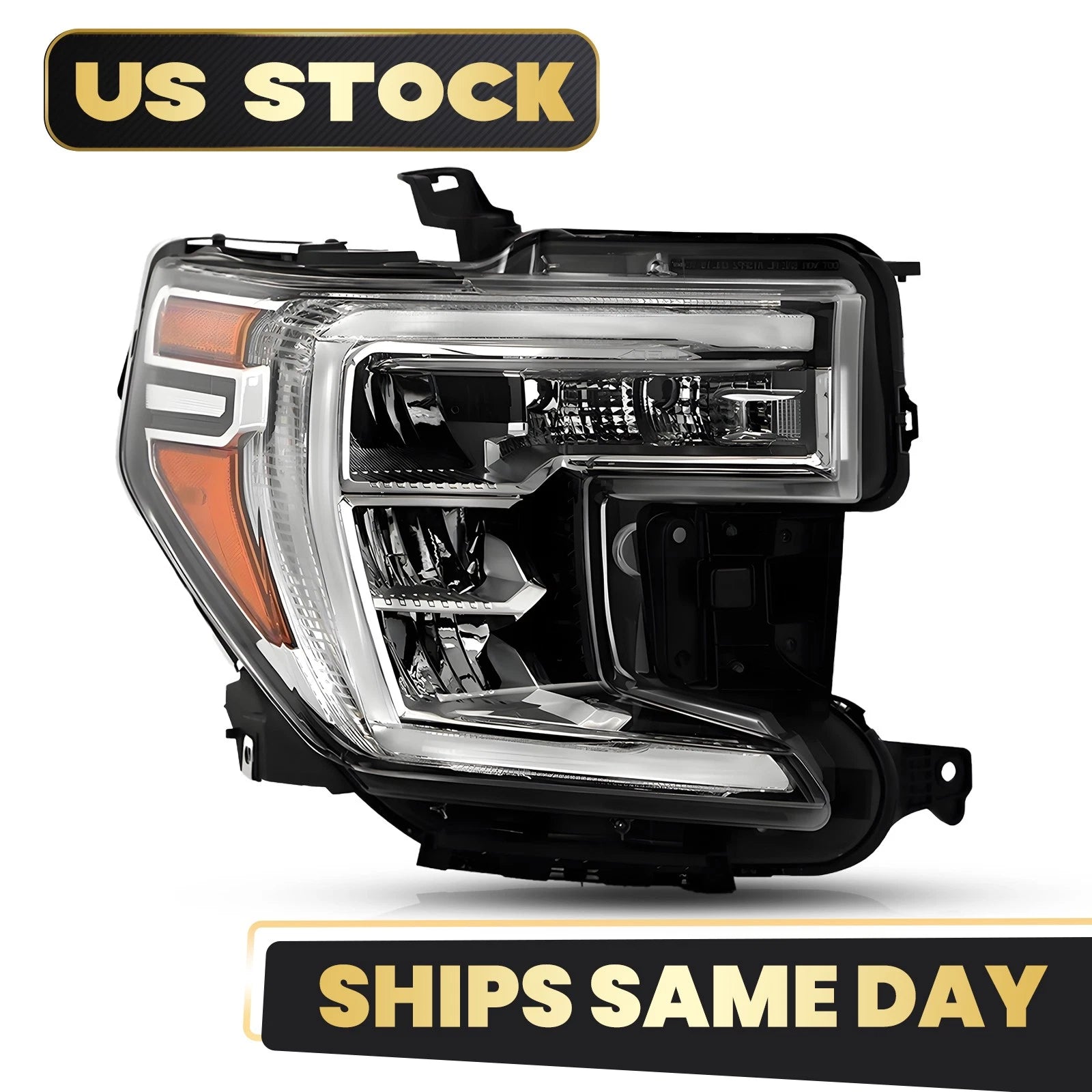 LED DRL Headlight w/Halogen Turn Signal for GMC Sierra 1500 (2019–2022)