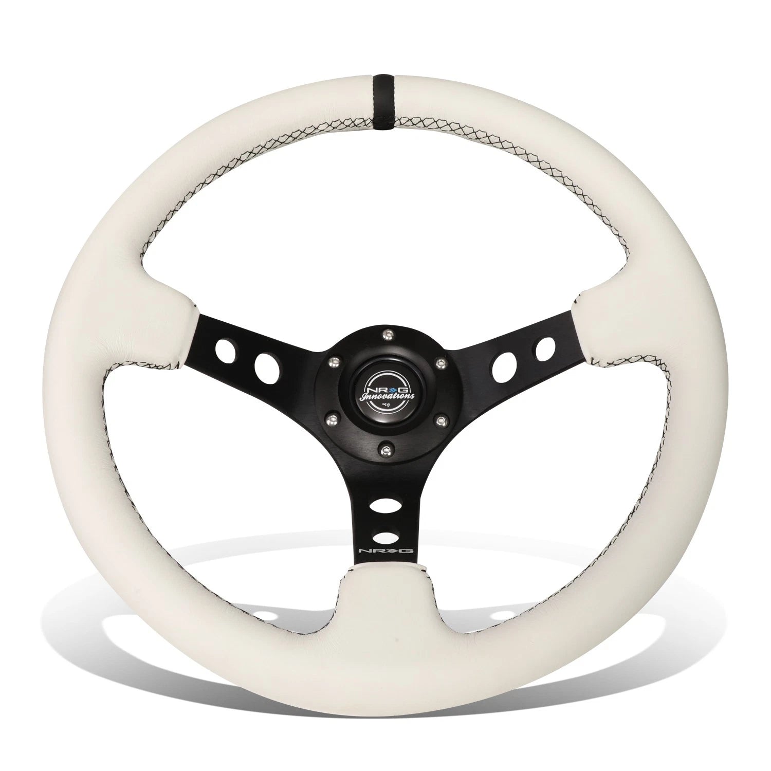 NRG Innovations RST-006BK-WT-B 350mm Racing Steering Wheel for Universal Fit (2010–2023)