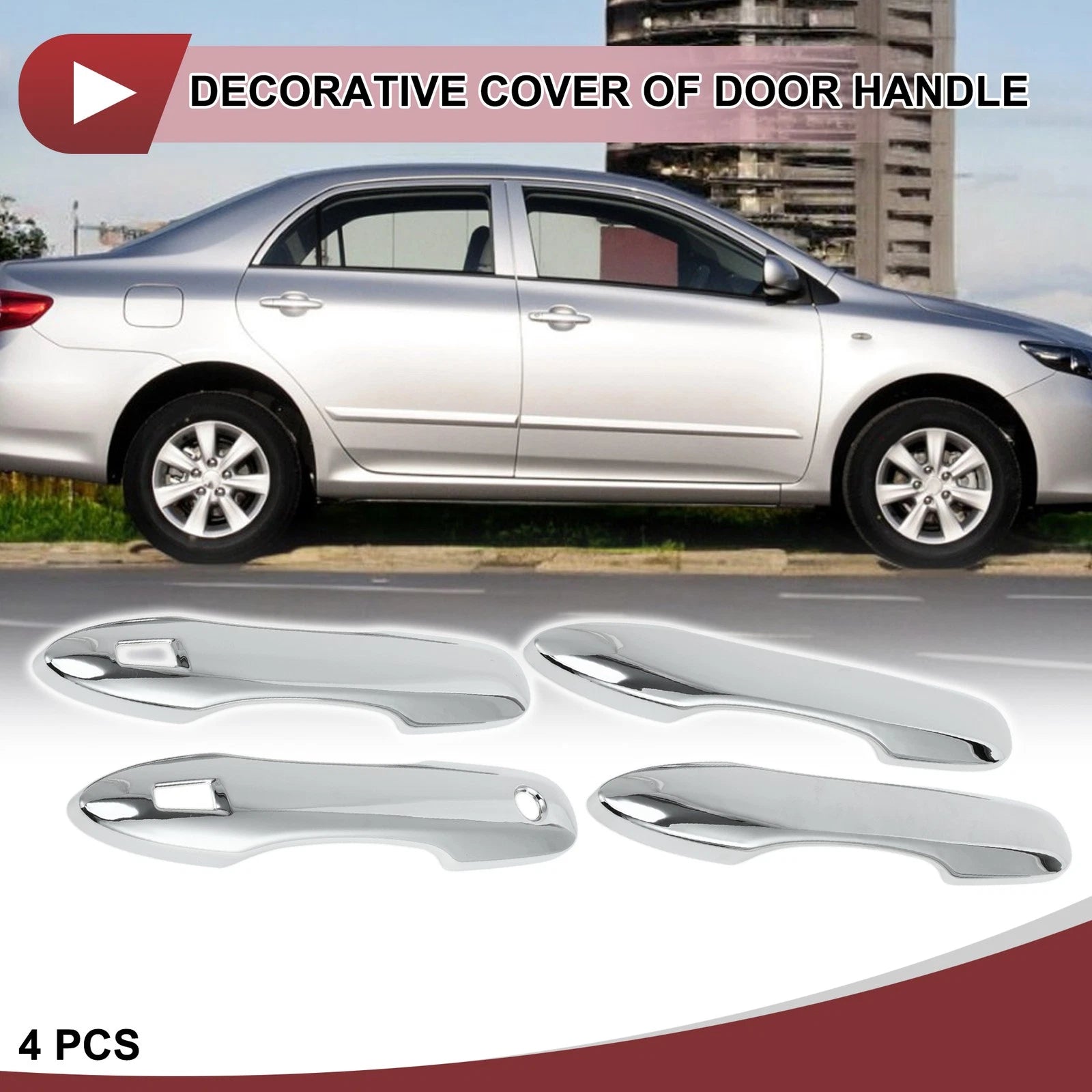 Set of 4 Door Handle Covers for Toyota Camry (2018–2024) Silver Tone ABS