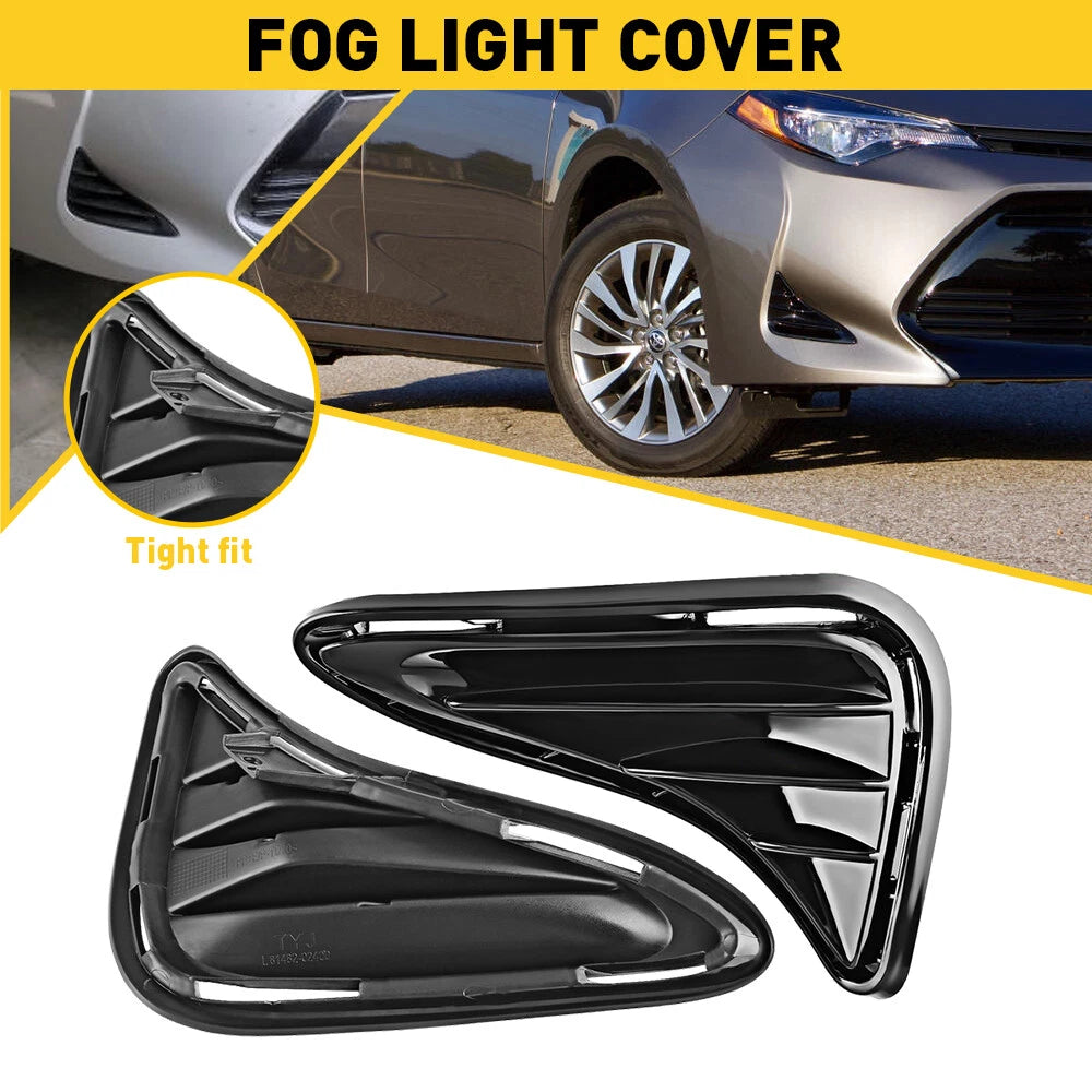 2X Front Bumper Fog Light Lamp Cover Set for Toyota Corolla (2017–2019)