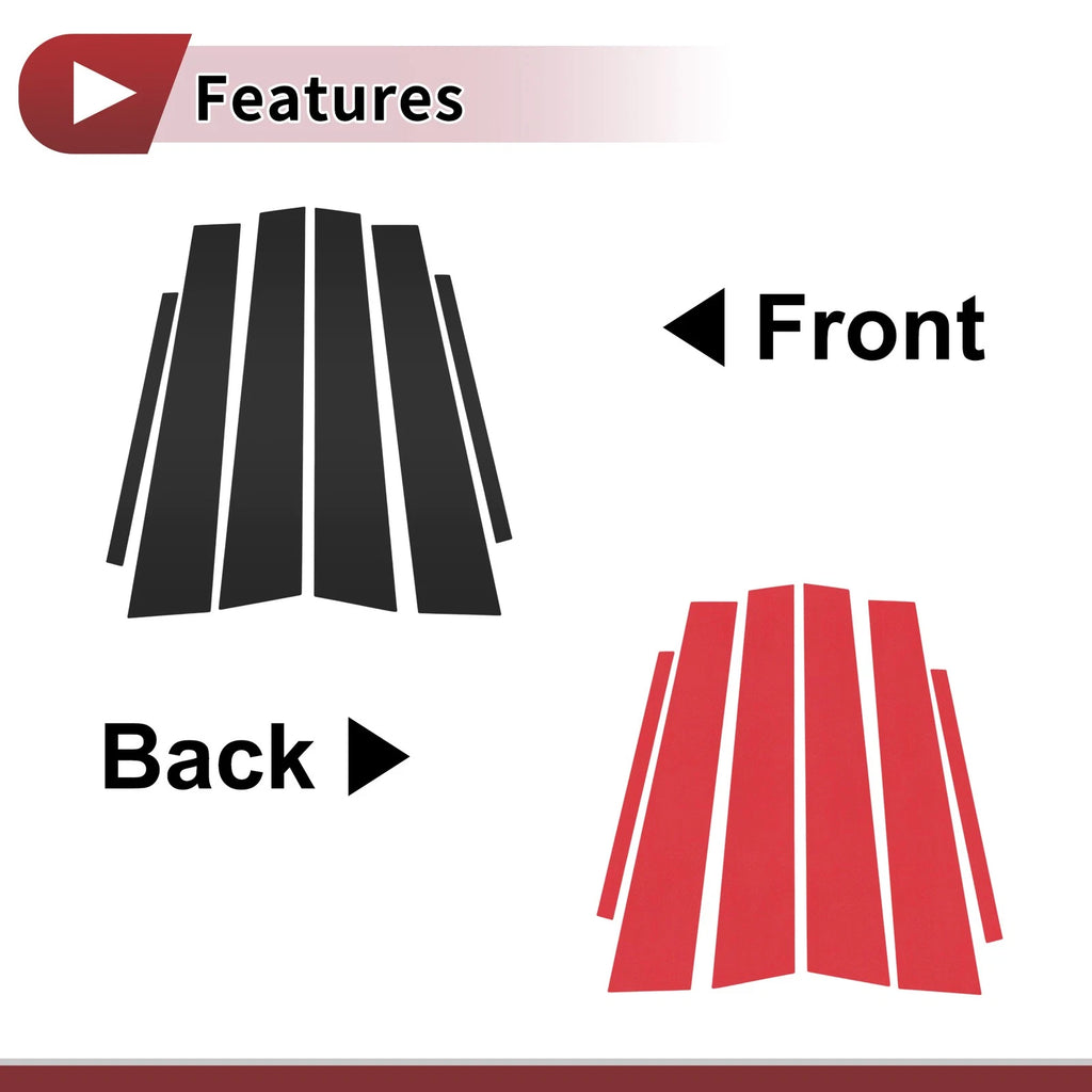 Set of 6 Car Door Pillar Window Trim for Toyota Avalon (2005–2012) Black