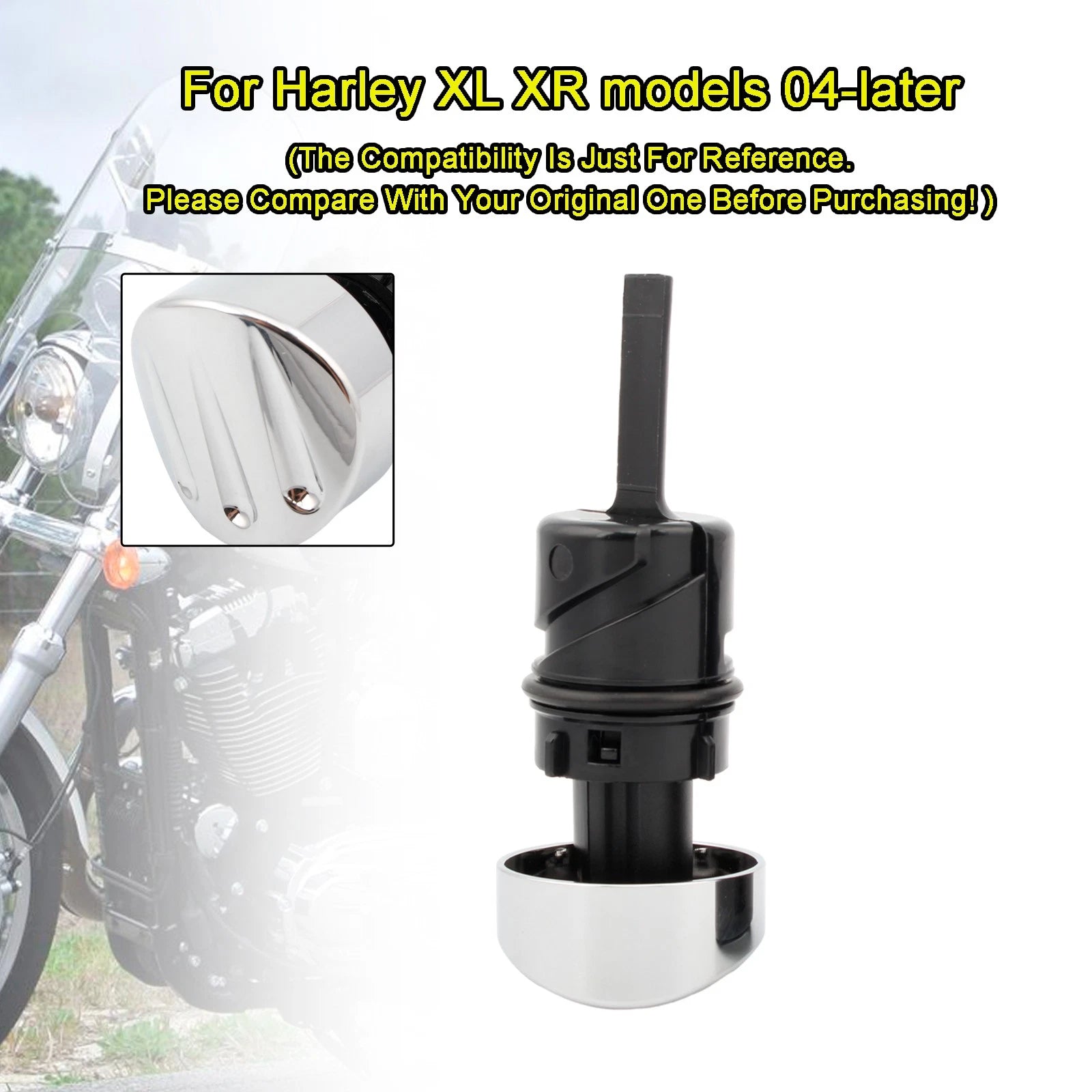 Oil Dipstick Tank Cap Plug for Sportster XL883 XL1200 (2004–2016) Silver