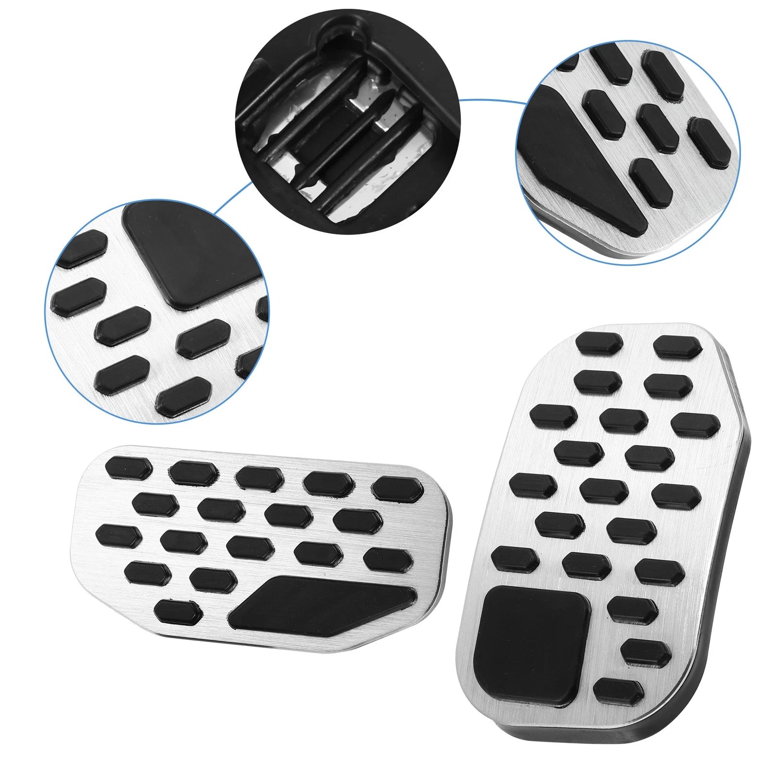 2X Brake Gas Accelerator Pedal Covers for Ford F150 (2022) - Silver Tone 718844648431