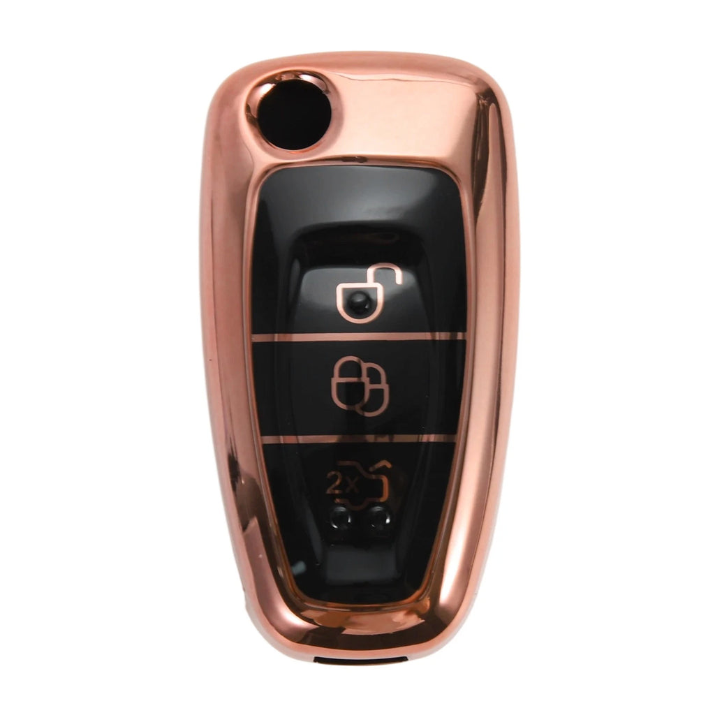 Rose Gold TPU Silicone Key Case for Ford Mondeo (2000–2007)
