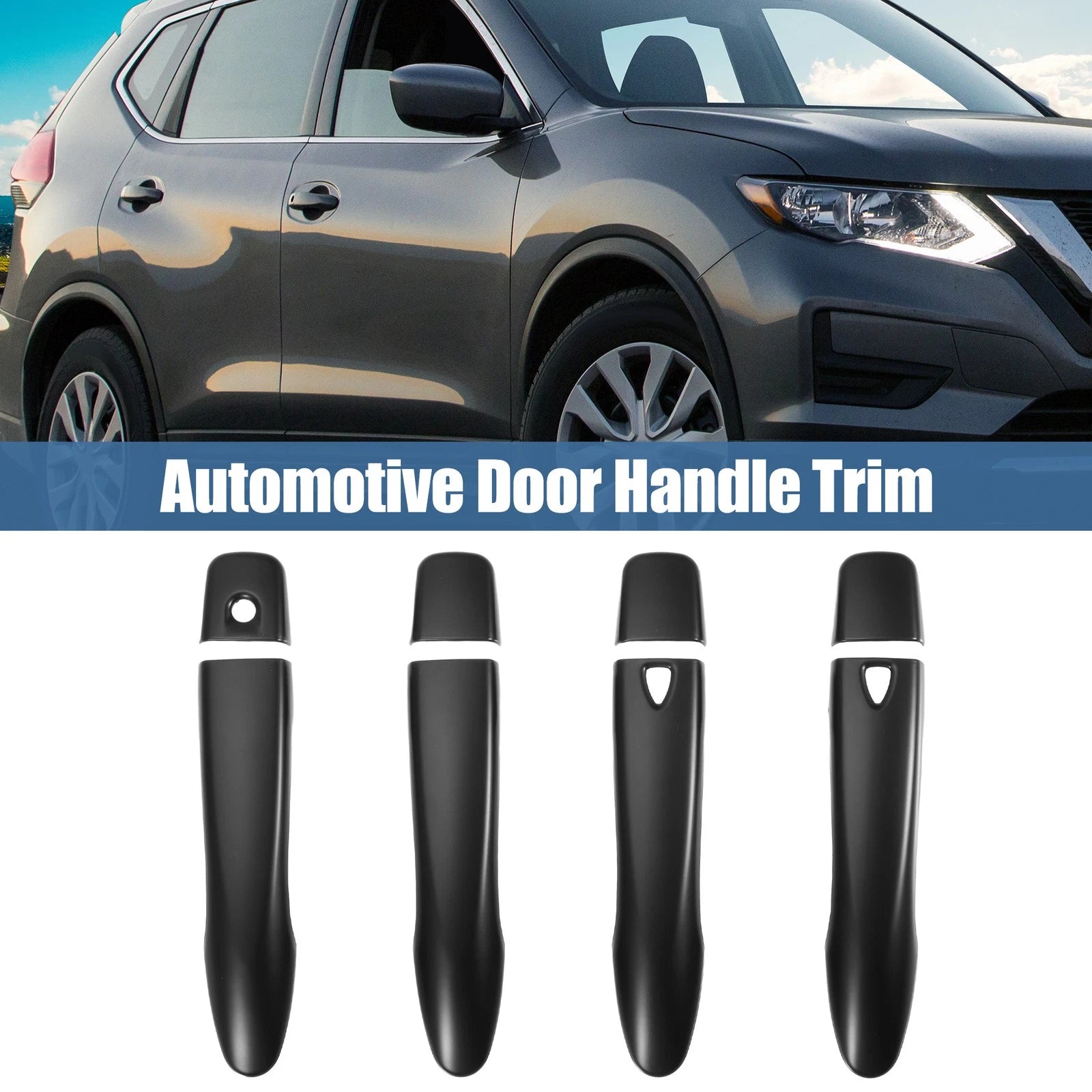 Set of 4 Door Handle Cover Trim for Nissan Rogue (2014–2019) Matte Black