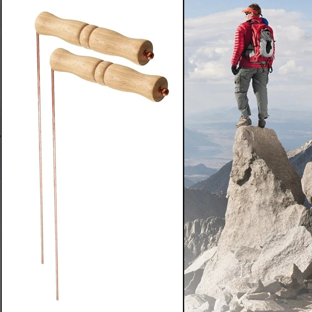 Set of 2 Wooden Handle Copper Probes for Water Locating and Paranormal Use
