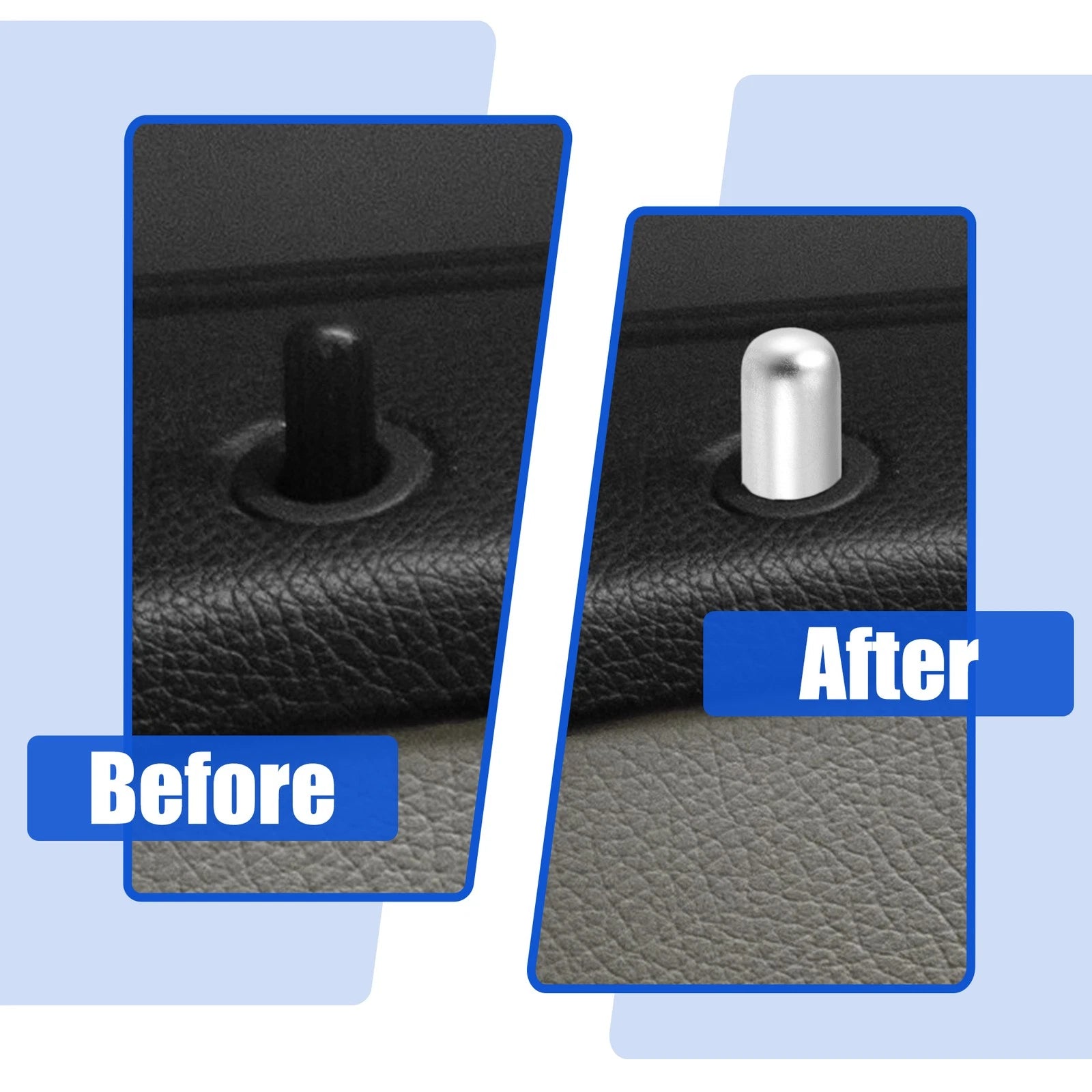 Set of 2 Door Lock Rod Knob and Button Cover for BMW 328i 335i (2007–2013) Silver Tone