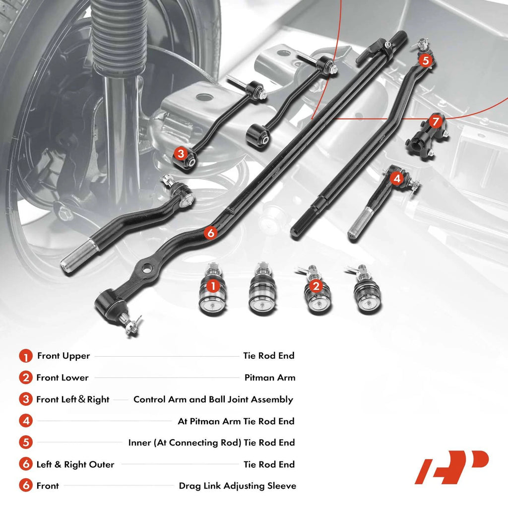Set of 11 Front Side Sway Bar Link Tie Rod Ends for Ford F-350 Super Duty (1999–2023)