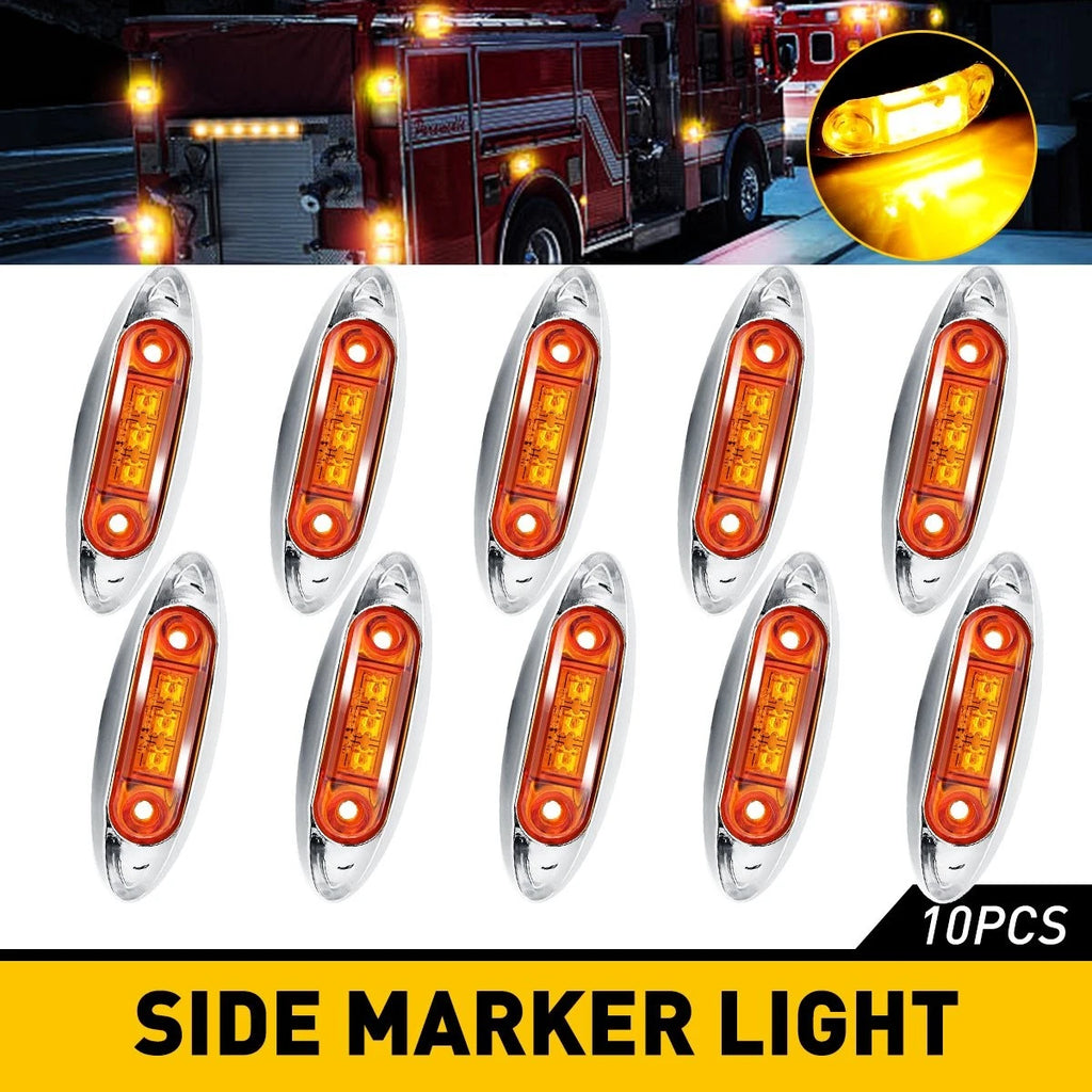 Set of 10 LED Amber Side Marker Lights for Truck Trailer RV