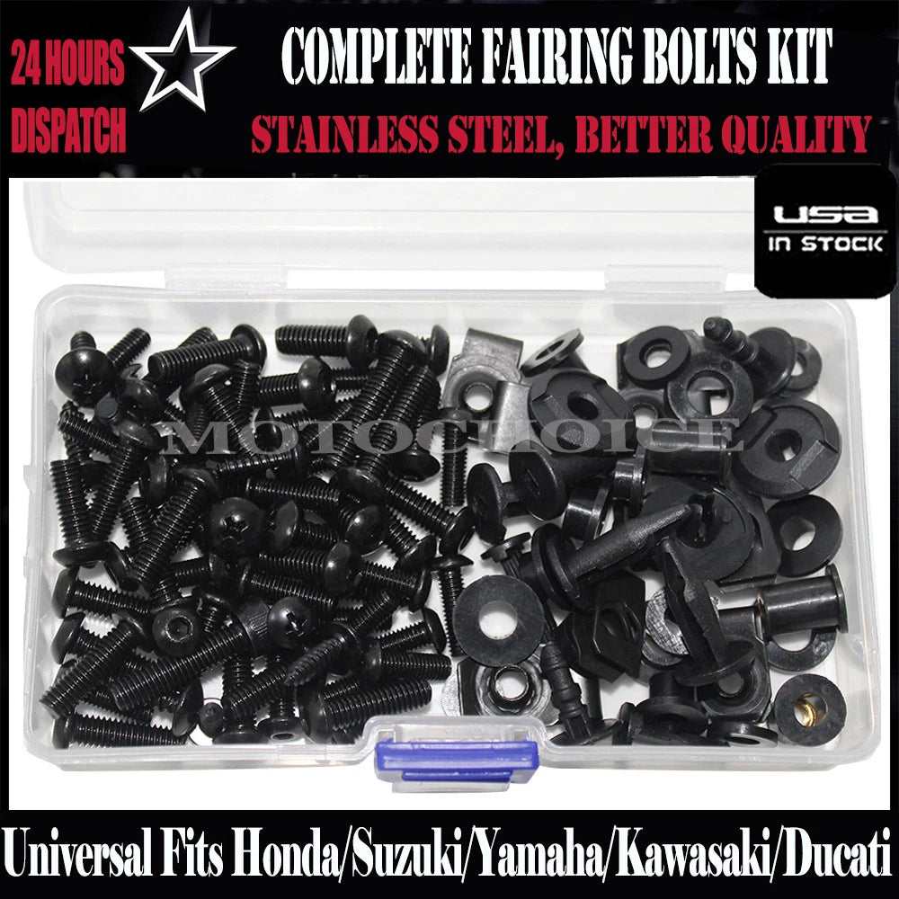 Complete Fairing Bolts Kit for Yamaha Honda Kawasaki BMW (All Years)