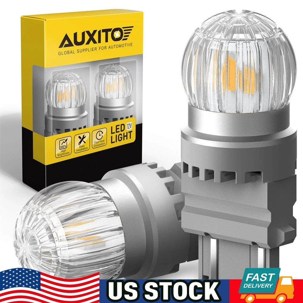 2X AUXITO 3157 4157 LED Amber Yellow Turn Signal Bulb for