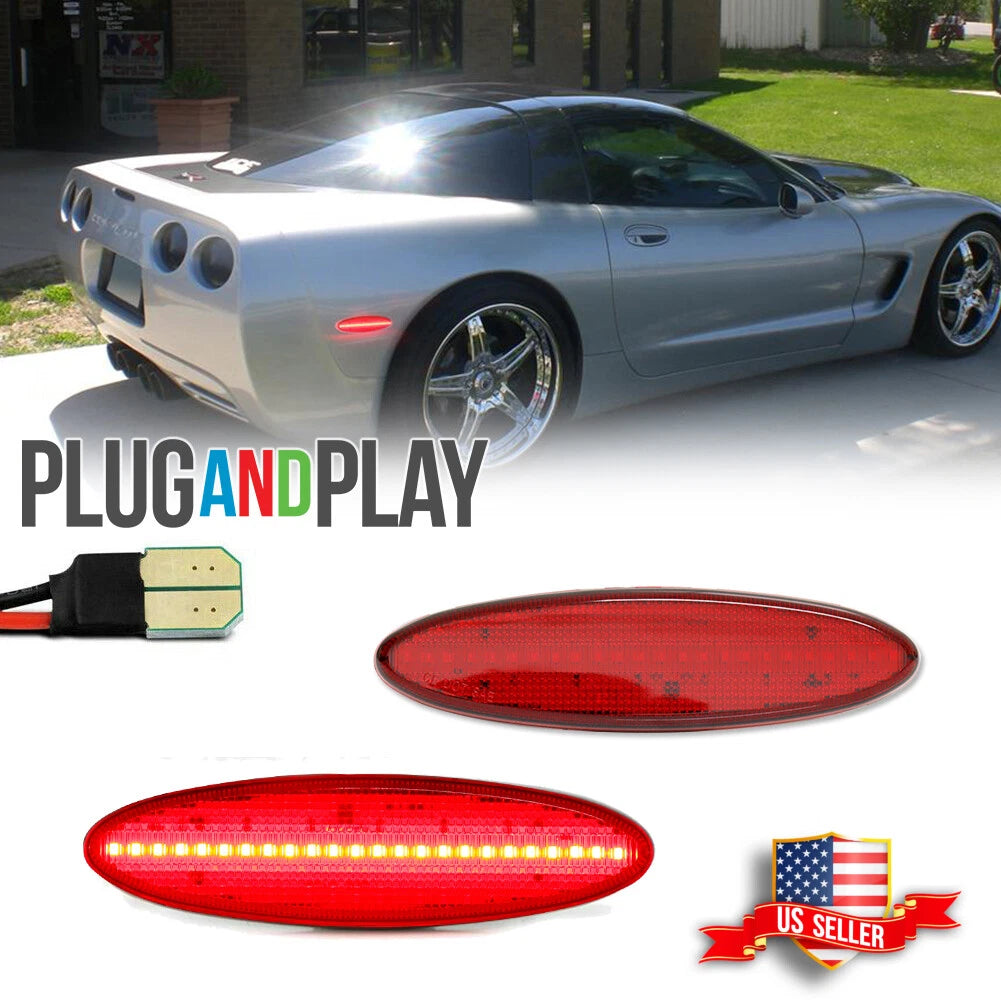 2X LED Side Marker Light for Chevrolet Corvette C5 (1997–2004) Red Lens