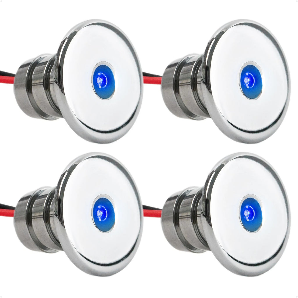 Set of 4 Round Blue LED Courtesy Lights for Boat Interior