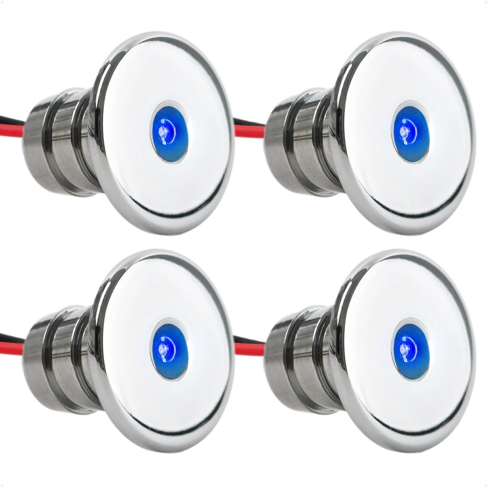 Set of 4 Round Blue LED Courtesy Lights for Boat Interior