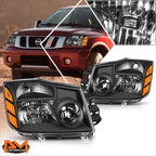Factory Style Headlight Black Housing Amber Corner for Titan Armada (2004–2015)