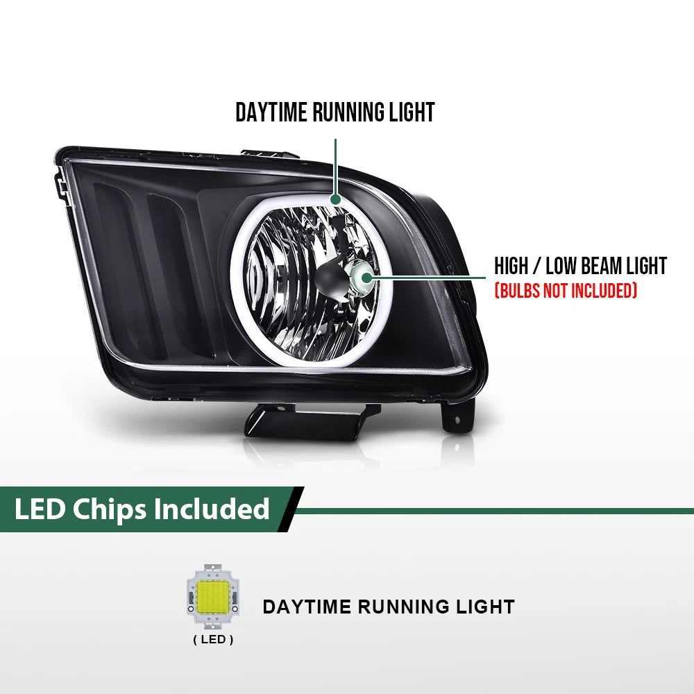 LED Halo Headlights Assembly for Ford Mustang (2005–2009)